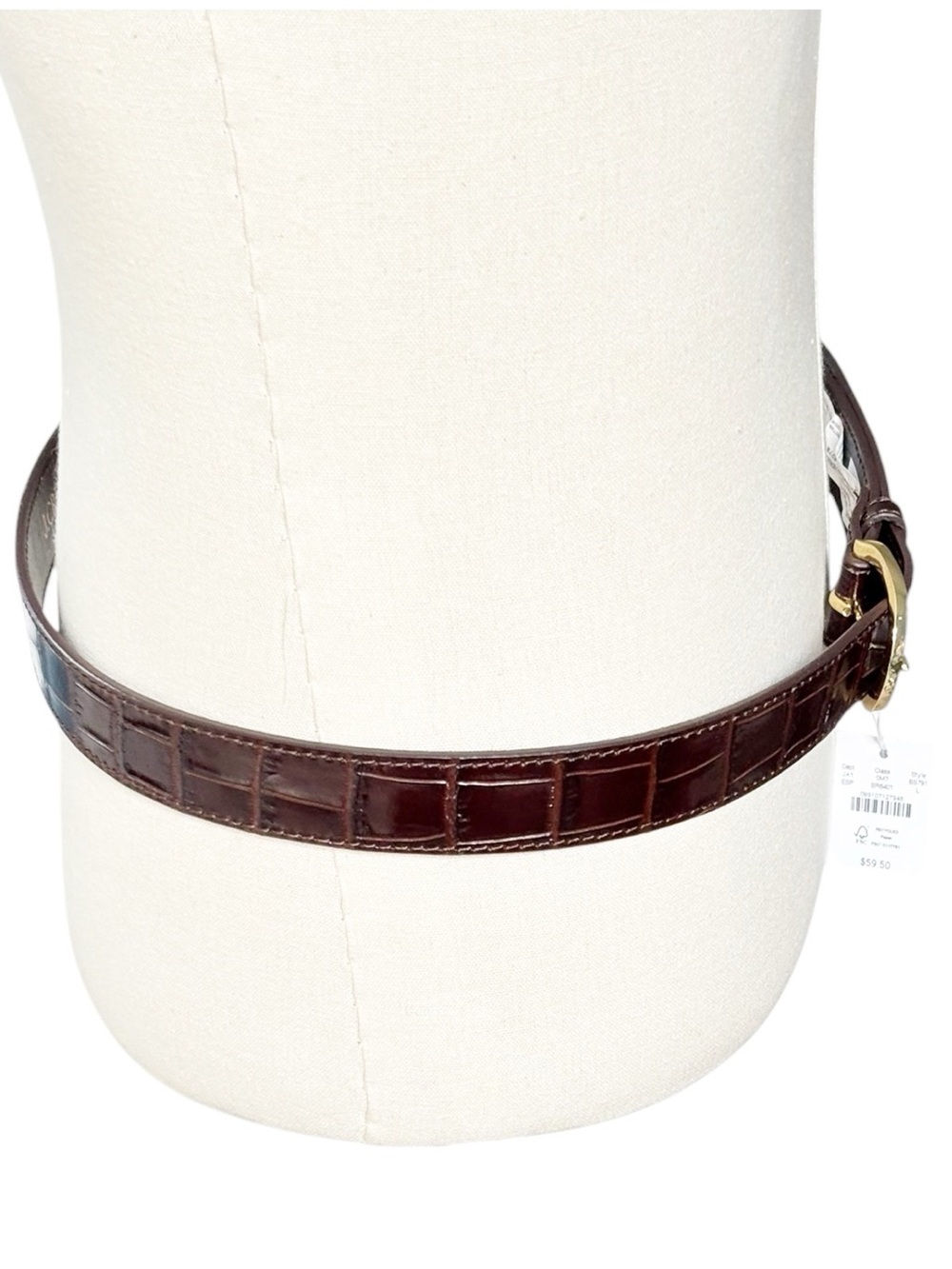 J. Crew Classic Espresso Italian leather women’s croc-embossed belt NWT | Large - Picture 7 of 16
